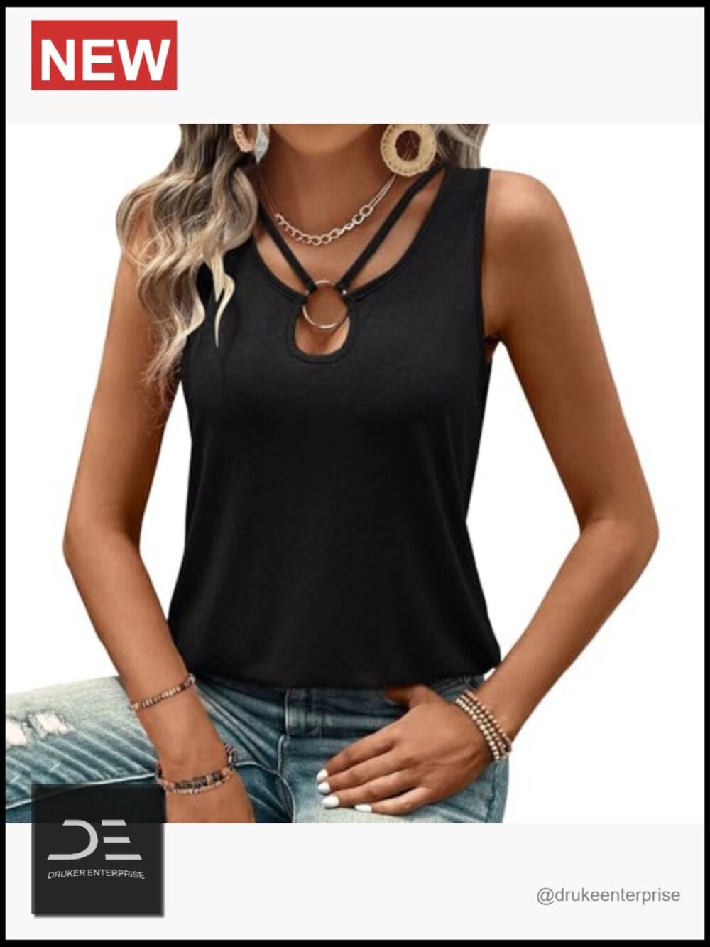 2 Pack Womens Sleeveless Keyhole Neck Tank Tops Summer Fashion Tops - Picture 3 of 7